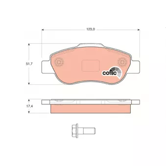 Jeu de 4 plaquettes de frein avant TRW GDB1589 pour FIAT PANDA 1.2 GPL - 69cv