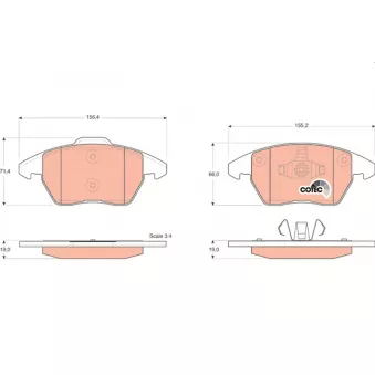 Jeu de 4 plaquettes de frein avant TRW [GDB1605]