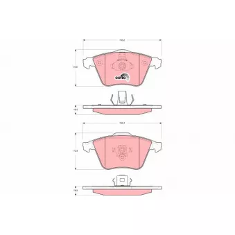 Jeu de 4 plaquettes de frein avant TRW [GDB1607]