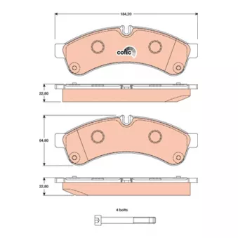 Jeu de 4 plaquettes de frein arrière TRW OEM 504232820