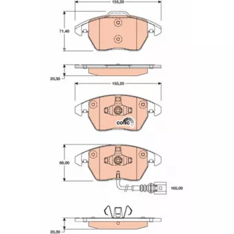 Jeu de 4 plaquettes de frein avant TRW OEM 3c0698151d