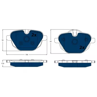 Jeu de 4 plaquettes de frein arrière TRW OEM 34106866072