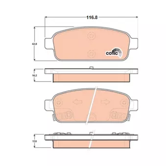 Jeu de 4 plaquettes de frein arrière TRW OEM 13319293