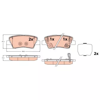 Jeu de 4 plaquettes de frein arrière TRW OEM 58302D3A00