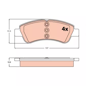 Jeu de 4 plaquettes de frein avant TRW OEM 1617282980