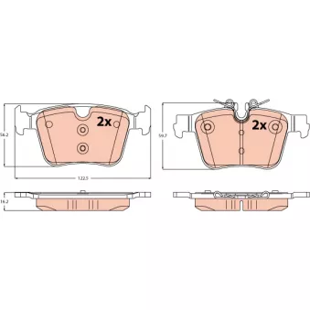 Jeu de 4 plaquettes de frein arrière TRW GDB2532 pour VOLVO XC90 T8 Hybrid Polestar AWD - 421cv