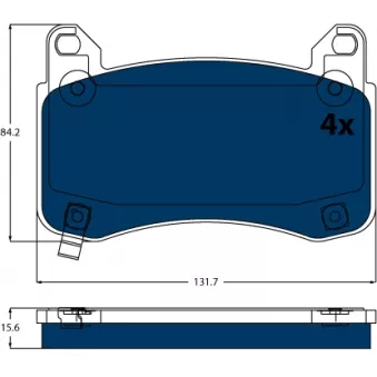 Jeu de 4 plaquettes de frein avant TRW OEM 800824200A