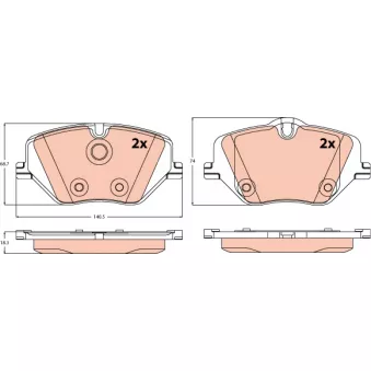 Jeu de 4 plaquettes de frein avant TRW OEM 34106897141
