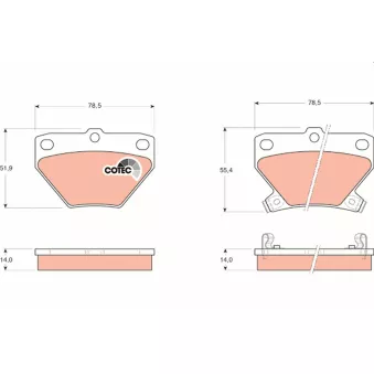 Jeu de 4 plaquettes de frein arrière TRW OEM 446652010