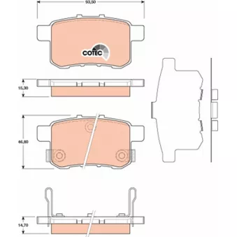 Jeu de 4 plaquettes de frein arrière TRW OEM 43022TL1G00