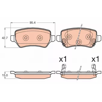 Jeu de 4 plaquettes de frein arrière TRW OEM 58302A2A30