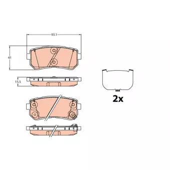 Jeu de 4 plaquettes de frein arrière TRW OEM 58302D7A00