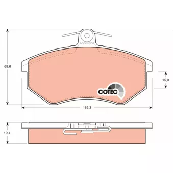 Jeu de 4 plaquettes de frein avant TRW OEM 8D0698151L