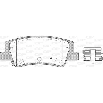 Jeu de 4 plaquettes de frein arrière OPEN PARTS BPA1956.02 pour KIA NIRO 1,6 GDi Hybrid - 141cv