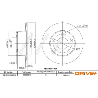 Dr!ve+ DBD0053C - Jeu de 2 disques de frein avant