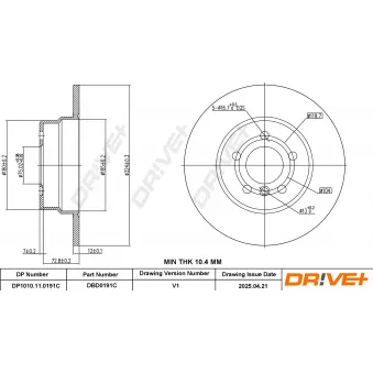 Dr!ve+ DBD0191C - Jeu de 2 disques de frein avant