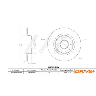 Dr!ve+ DBD0318C - Jeu de 2 disques de frein avant