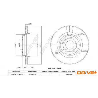 Dr!ve+ DBD1237C - Jeu de 2 disques de frein avant