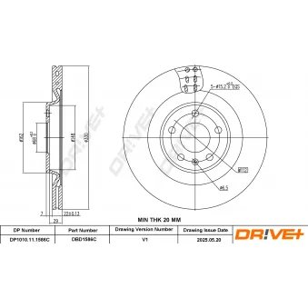 Dr!ve+ DBD1586C - Jeu de 2 disques de frein avant