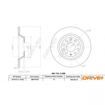 Dr!ve+ DBD1633C - Jeu de 2 disques de frein avant