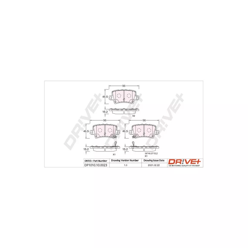 Jeu de 4 plaquettes de frein arrière Dr!ve+ DP1010.10.0023 - Visuel 2