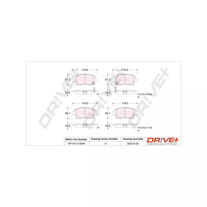 Jeu de 4 plaquettes de frein avant Dr!ve+ DP1010.10.0048 - Visuel 2