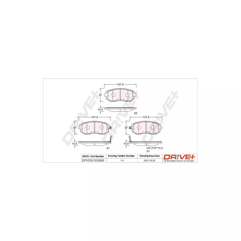 Jeu de 4 plaquettes de frein avant Dr!ve+ DP1010.10.0069 - Visuel 2
