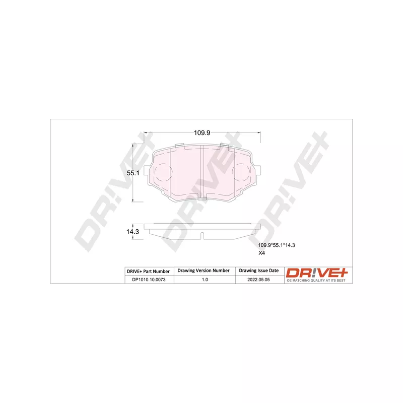 Jeu de 4 plaquettes de frein avant Dr!ve+ DP1010.10.0073 - Visuel 2