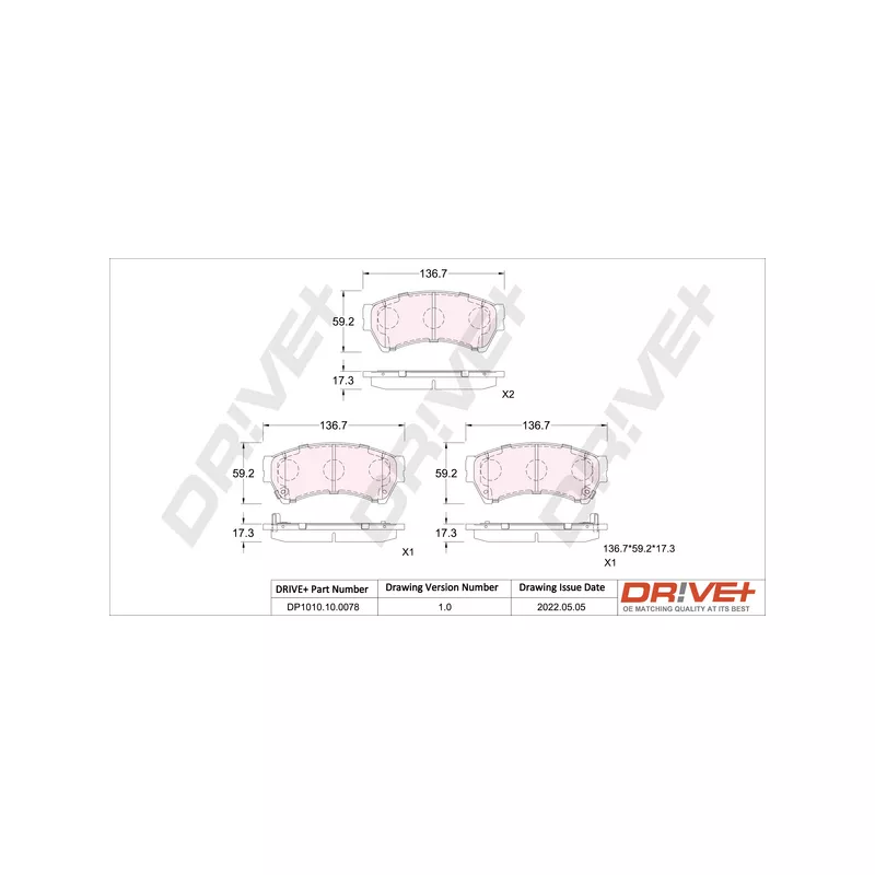 Jeu de 4 plaquettes de frein avant Dr!ve+ DP1010.10.0078 - Visuel 2