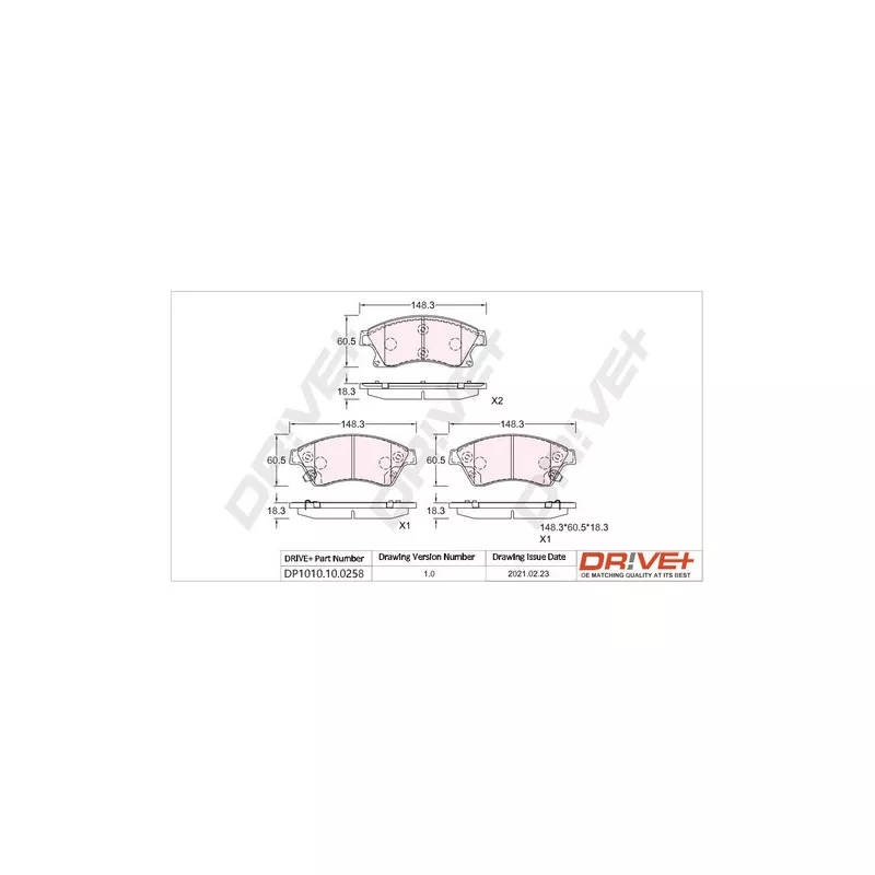 Jeu de 4 plaquettes de frein avant Dr!ve+ DP1010.10.0258 - Visuel 2