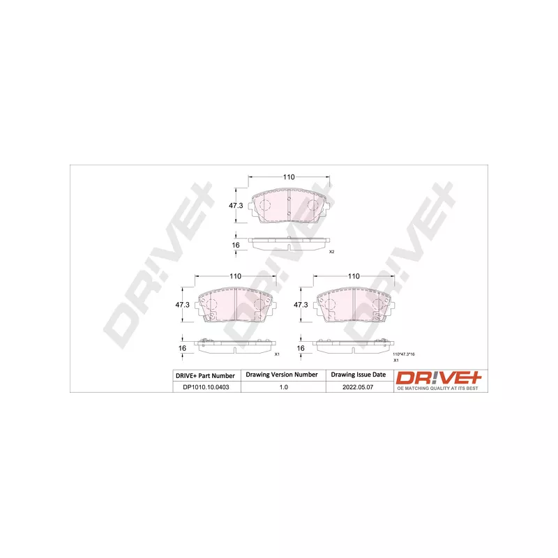 Jeu de 4 plaquettes de frein avant Dr!ve+ DP1010.10.0403 - Visuel 2
