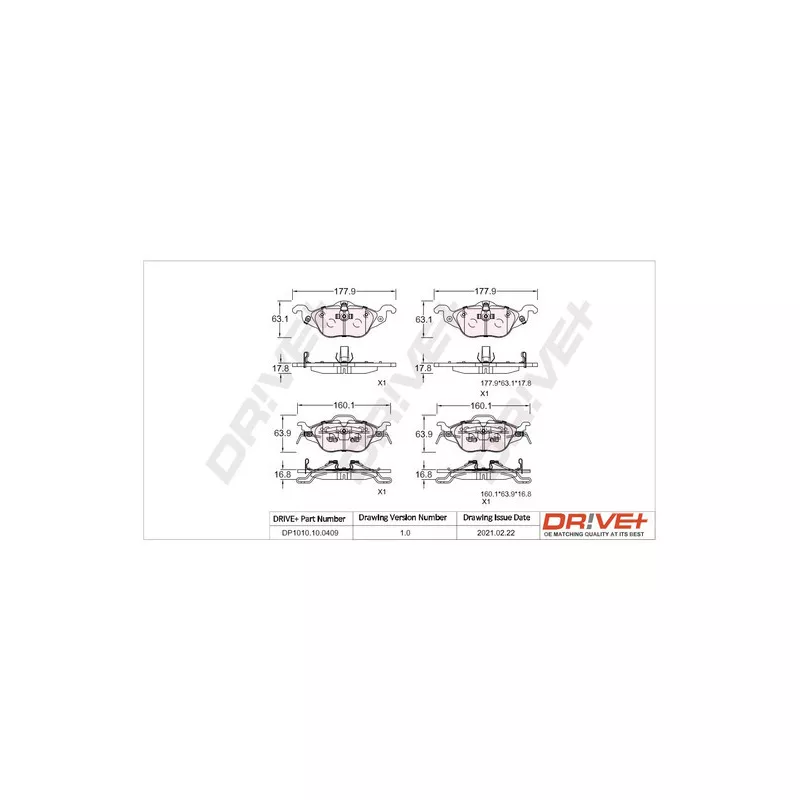 Jeu de 4 plaquettes de frein avant Dr!ve+ DP1010.10.0409 - Visuel 2