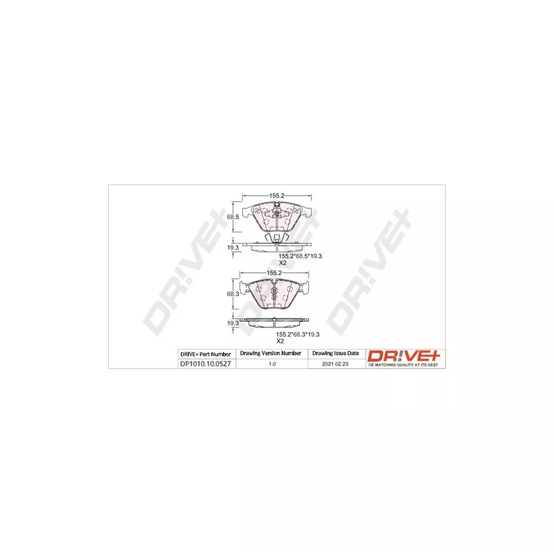 Jeu de 4 plaquettes de frein avant Dr!ve+ DP1010.10.0527 - Visuel 2