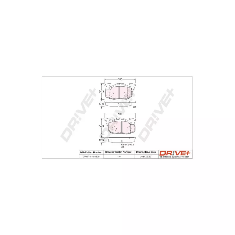 Jeu de 4 plaquettes de frein avant Dr!ve+ DP1010.10.0809 - Visuel 2