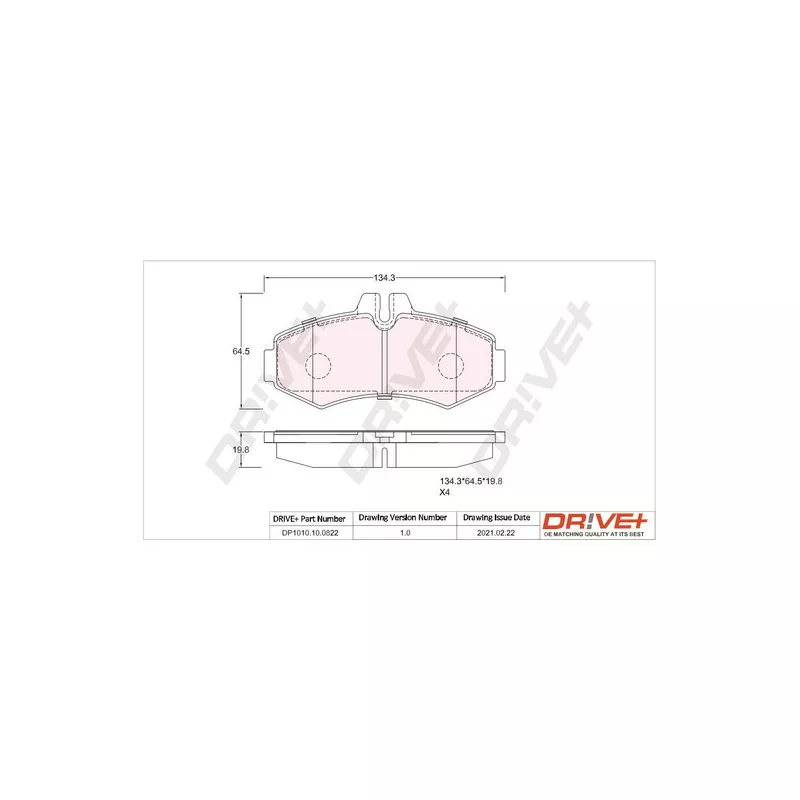 Jeu de 4 plaquettes de frein avant Dr!ve+ DP1010.10.0822 - Visuel 2