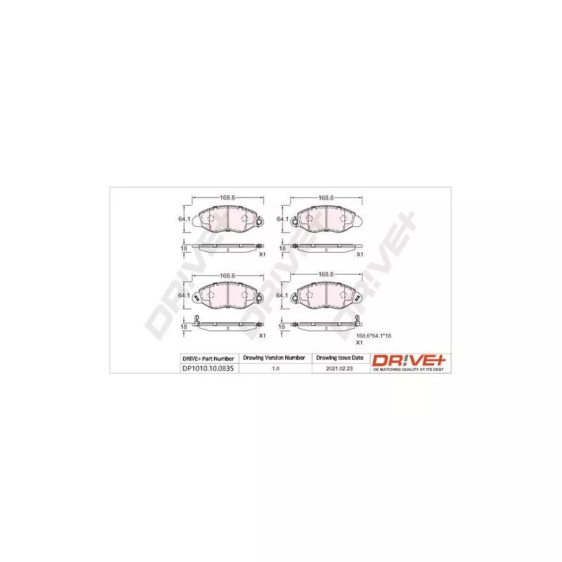 Jeu de 4 plaquettes de frein avant Dr!ve+ DP1010.10.0835 - Visuel 2