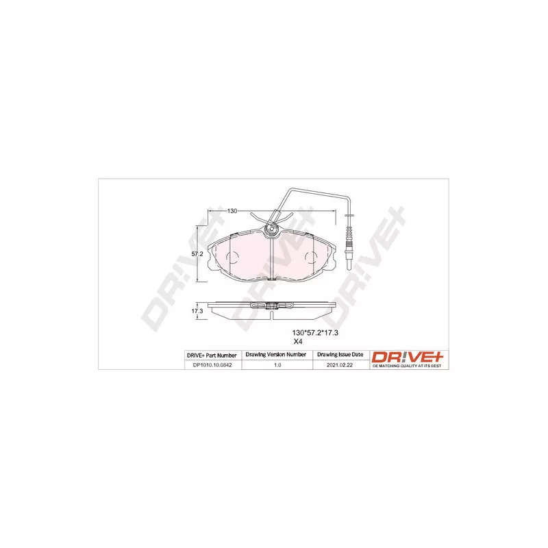 Jeu de 4 plaquettes de frein avant Dr!ve+ DP1010.10.0842 - Visuel 2
