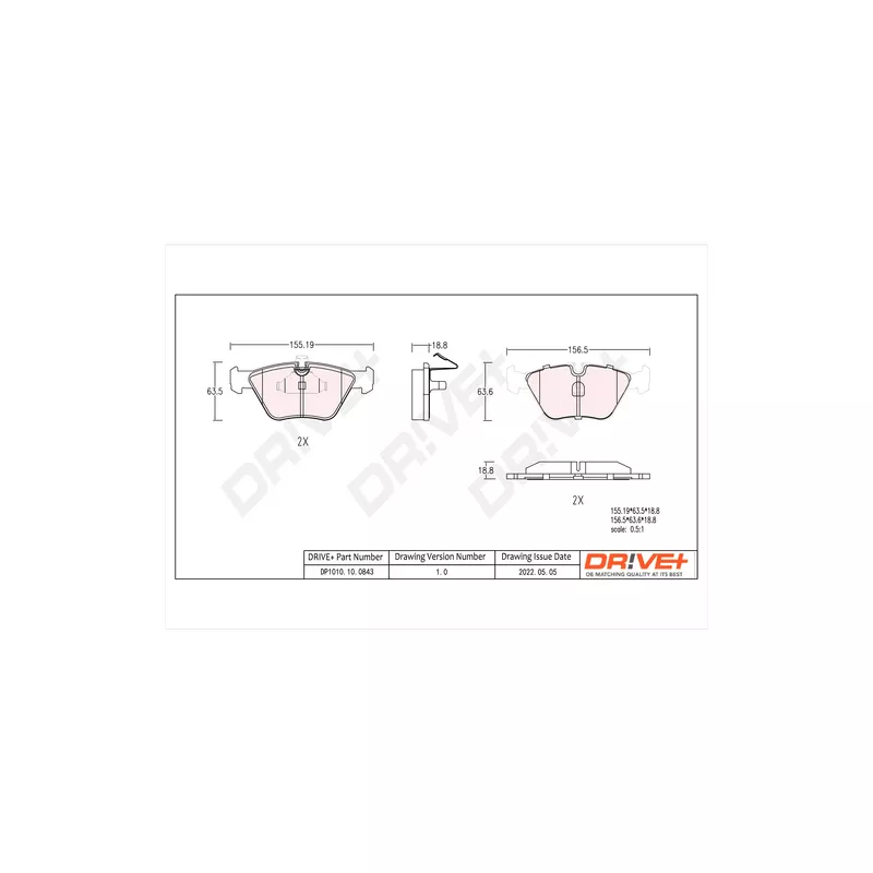 Jeu de 4 plaquettes de frein avant Dr!ve+ DP1010.10.0843 - Visuel 2
