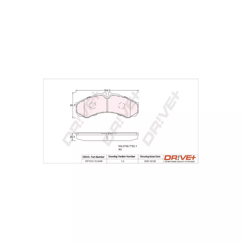 Jeu de 4 plaquettes de frein avant Dr!ve+ DP1010.10.0845 - Visuel 2