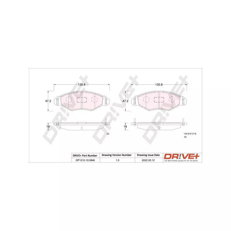 Jeu de 4 plaquettes de frein avant Dr!ve+ DP1010.10.0846 - Visuel 2