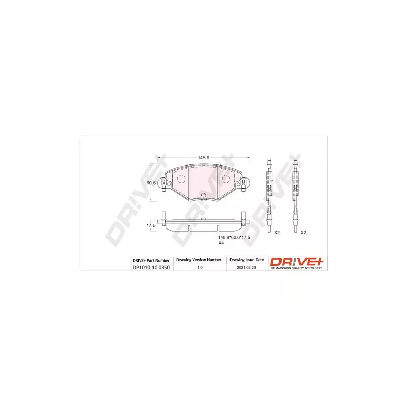 Jeu de 4 plaquettes de frein avant Dr!ve+ DP1010.10.0850 - Visuel 2