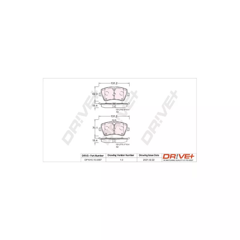 Jeu de 4 plaquettes de frein avant Dr!ve+ DP1010.10.0857 - Visuel 2