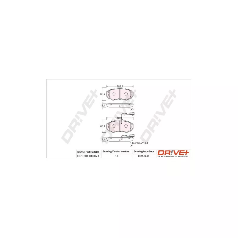 Jeu de 4 plaquettes de frein avant Dr!ve+ DP1010.10.0873 - Visuel 2