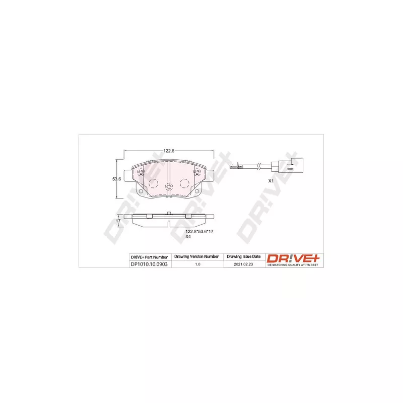 Jeu de 4 plaquettes de frein arrière Dr!ve+ DP1010.10.0903 - Visuel 2