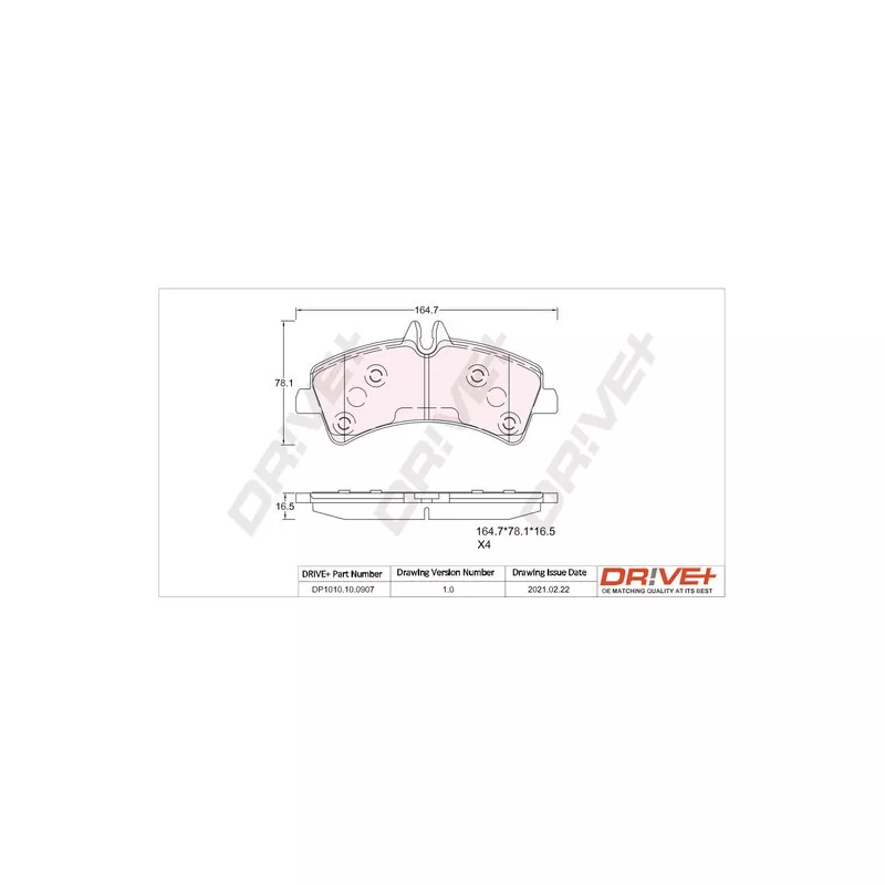 Jeu de 4 plaquettes de frein arrière Dr!ve+ DP1010.10.0907 - Visuel 2