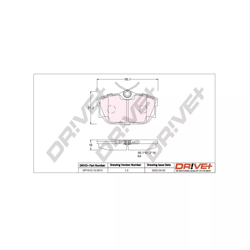 Jeu de 4 plaquettes de frein arrière Dr!ve+ DP1010.10.0913 - Visuel 2