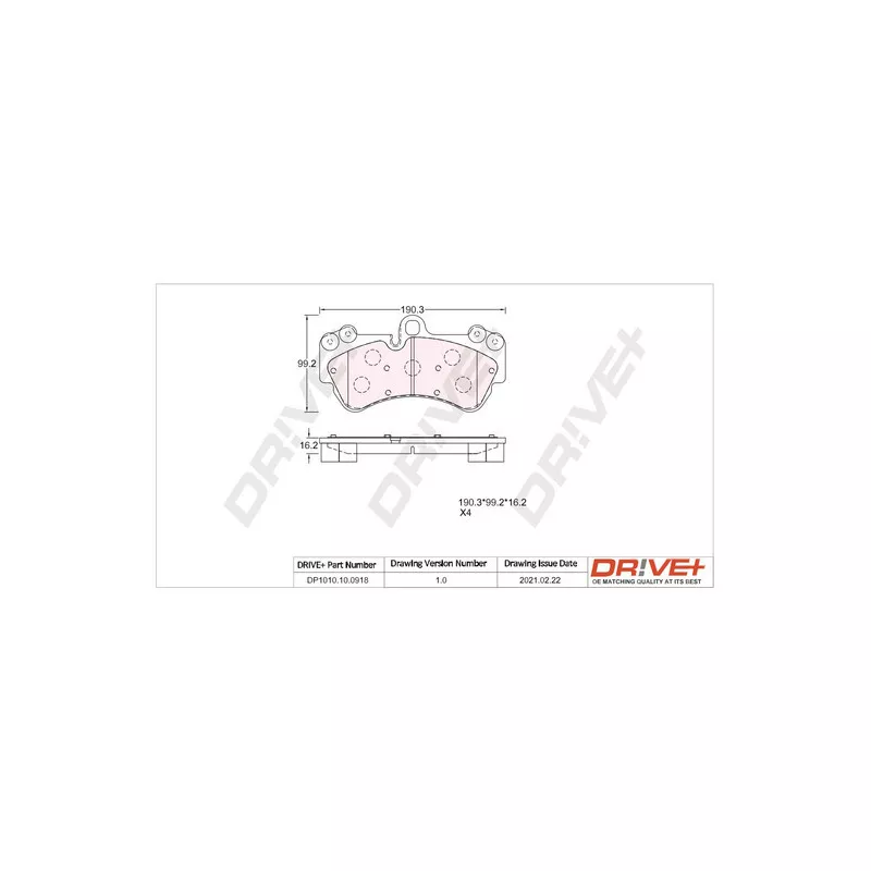 Jeu de 4 plaquettes de frein avant Dr!ve+ DP1010.10.0918 - Visuel 2