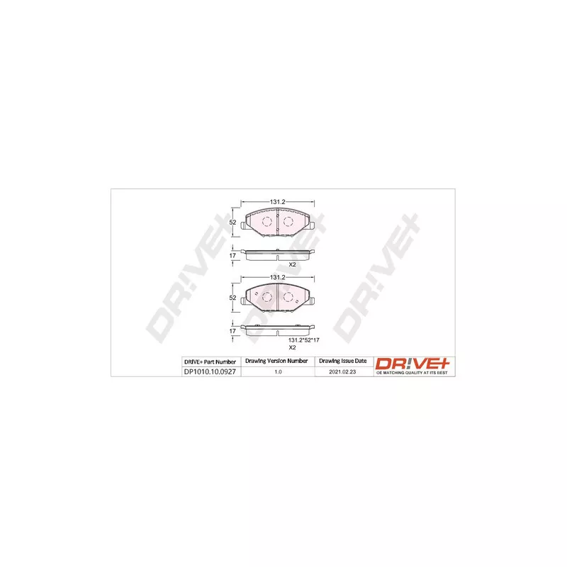 Jeu de 4 plaquettes de frein avant Dr!ve+ DP1010.10.0927 - Visuel 2
