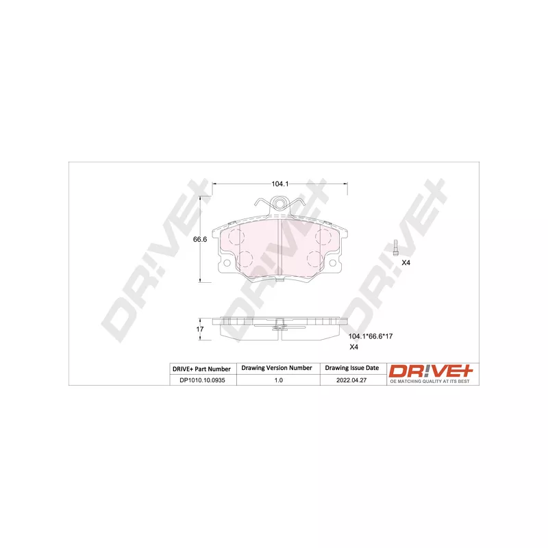 Jeu de 4 plaquettes de frein avant Dr!ve+ DP1010.10.0935 - Visuel 2