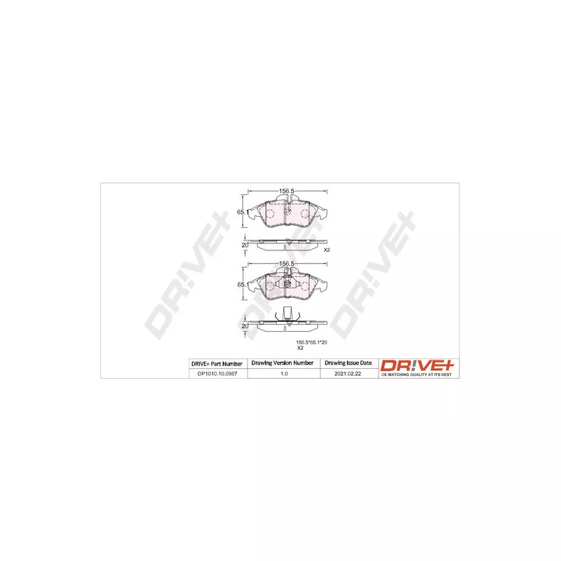 Jeu de 4 plaquettes de frein avant Dr!ve+ DP1010.10.0987 - Visuel 2